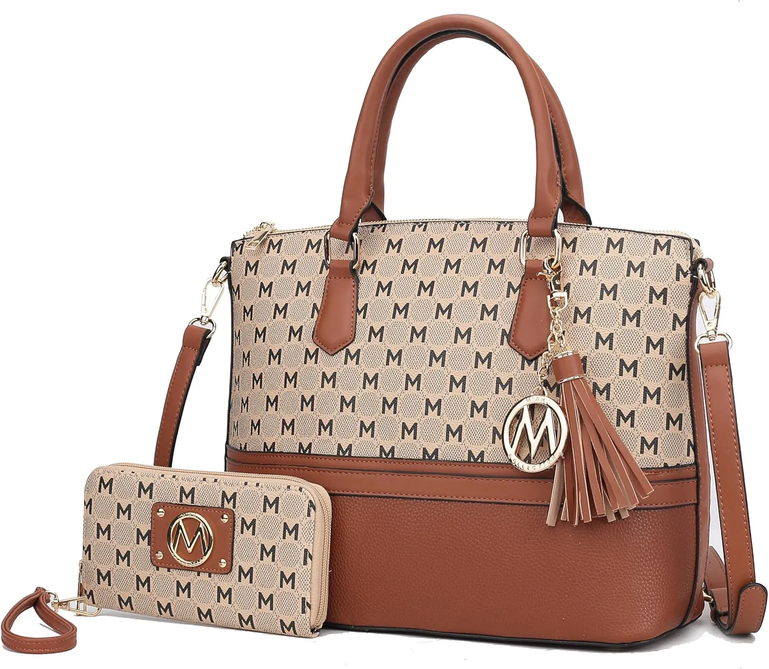 MKF Collection Tote Bag for Women & Wristlet Wallet Purse Set, Crocodile-Embossed Vegan Leather Top-Handle Handbag by Mia k