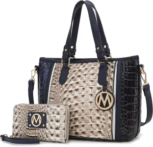 MKF Collection Tote Bag for Women & Wristlet Wallet, Vegan Leather Handbag Top-Handle Satchel Shoulder Purse by Mia k