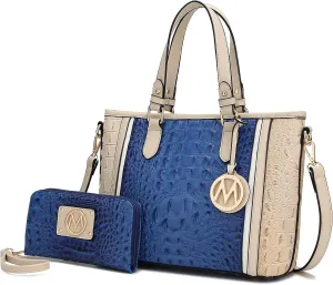 MKF Collection Tote Bag for Women & Wristlet Wallet, Vegan Leather Handbag Top-Handle Satchel Shoulder Purse by Mia k