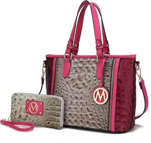 MKF Collection Tote Bag for Women & Wristlet Wallet, Vegan Leather Handbag Top-Handle Satchel Shoulder Purse by Mia k