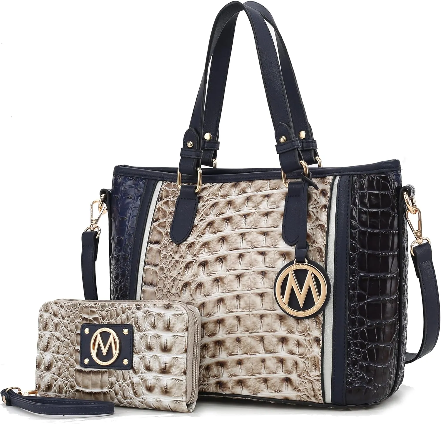 MKF Collection Tote Bag for Women & Wristlet Wallet, Vegan Leather Handbag Top-Handle Satchel Shoulder Purse by Mia k