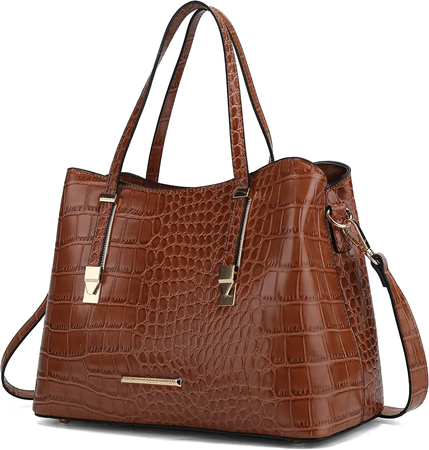 MKF Collection Tote Bag for Women, Crocodile Embossed Vegan Leather Fashion Designer Satchel Handbag Crossover
