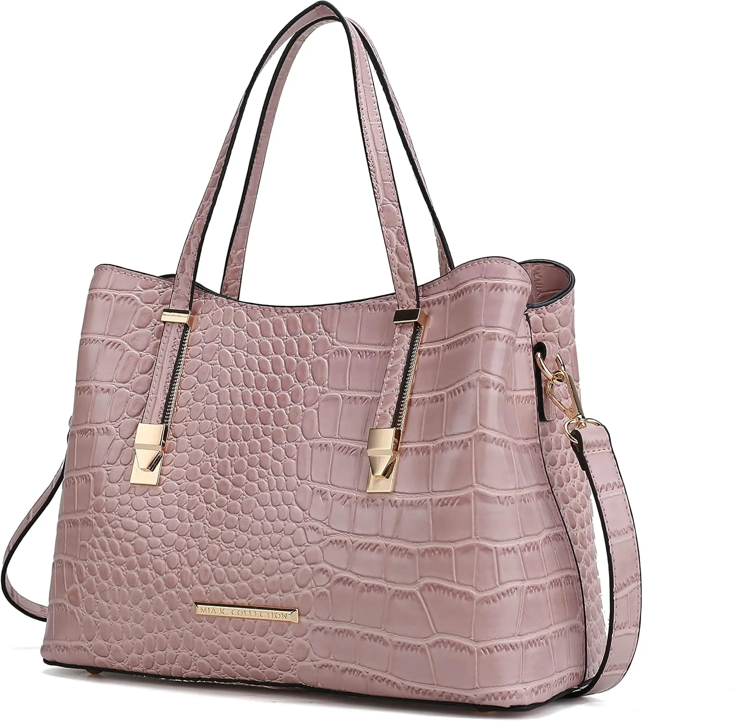 MKF Collection Tote Bag for Women, Crocodile Embossed Vegan Leather Fashion Designer Satchel Handbag Crossover