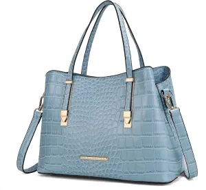 MKF Collection Tote Bag for Women, Crocodile Embossed Vegan Leather Fashion Designer Satchel Handbag Crossover