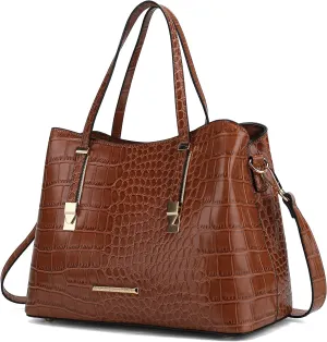 MKF Collection Tote Bag for Women, Crocodile Embossed Vegan Leather Fashion Designer Satchel Handbag Crossover