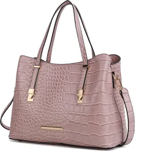 MKF Collection Tote Bag for Women, Crocodile Embossed Vegan Leather Fashion Designer Satchel Handbag Crossover