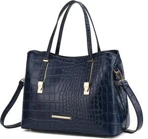MKF Collection Tote Bag for Women, Crocodile Embossed Vegan Leather Fashion Designer Satchel Handbag Crossover