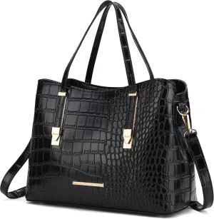 MKF Collection Tote Bag for Women, Crocodile Embossed Vegan Leather Fashion Designer Satchel Handbag Crossover