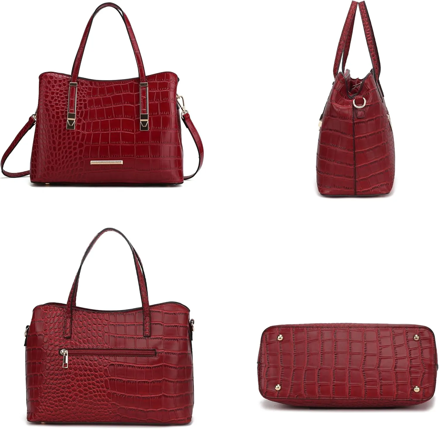 MKF Collection Tote Bag for Women, Crocodile Embossed Vegan Leather Fashion Designer Satchel Handbag Crossover