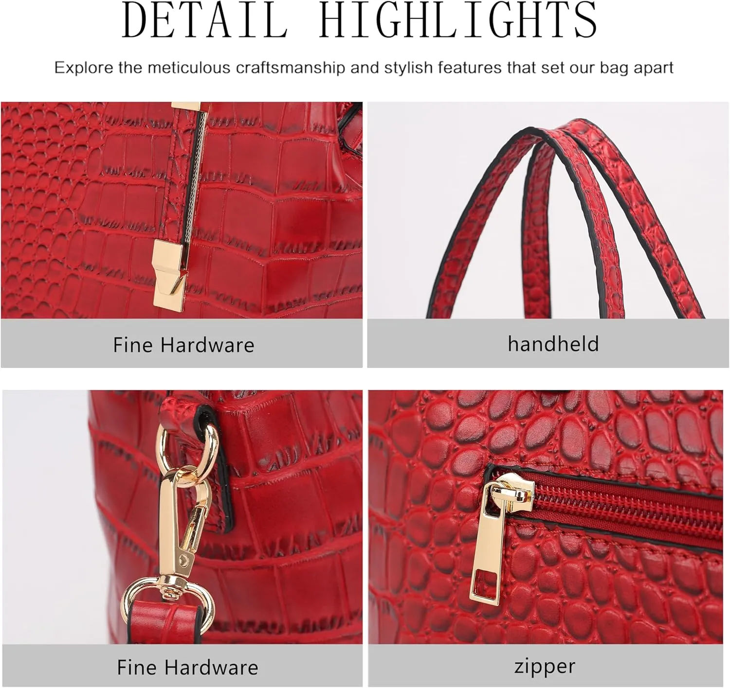 MKF Collection Tote Bag for Women, Crocodile Embossed Vegan Leather Fashion Designer Satchel Handbag Crossover