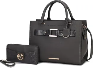 MKF Collection Tote Bag for Women, Vegan Leather Top-Handle Crossbody Satchel & Wristlet Wallet Purse Handbag