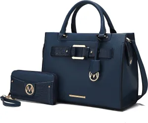 MKF Collection Tote Bag for Women, Vegan Leather Top-Handle Crossbody Satchel & Wristlet Wallet Purse Handbag