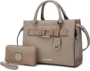 MKF Collection Tote Bag for Women, Vegan Leather Top-Handle Crossbody Satchel & Wristlet Wallet Purse Handbag