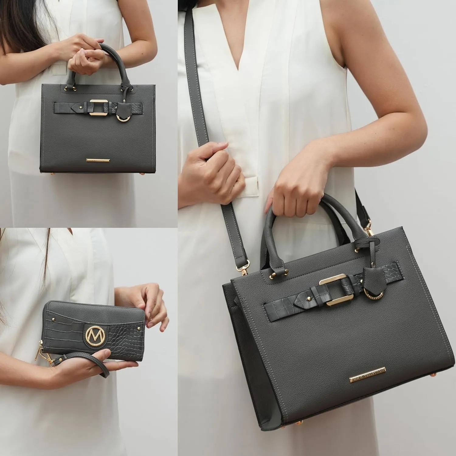 MKF Collection Tote Bag for Women, Vegan Leather Top-Handle Crossbody Satchel & Wristlet Wallet Purse Handbag