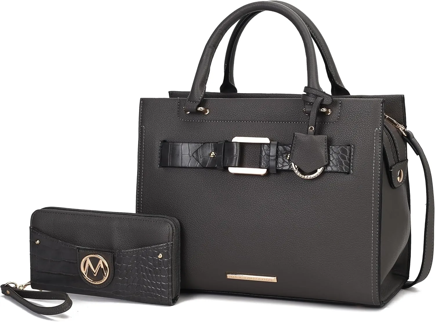 MKF Collection Tote Bag for Women, Vegan Leather Top-Handle Crossbody Satchel & Wristlet Wallet Purse Handbag