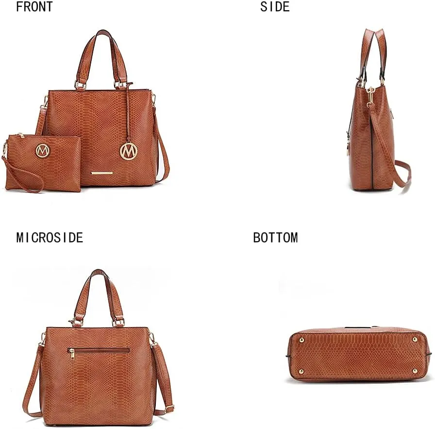 MKF Collection Tote Bag With Wristlet wallet for Women, Vegan Leather Top-Handle Crossbody Satchel Handbag Purse