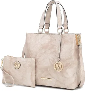 MKF Collection Tote Bag With Wristlet wallet for Women, Vegan Leather Top-Handle Crossbody Satchel Handbag Purse