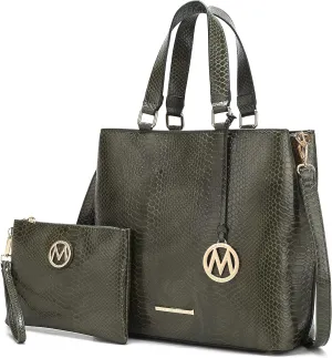 MKF Collection Tote Bag With Wristlet wallet for Women, Vegan Leather Top-Handle Crossbody Satchel Handbag Purse