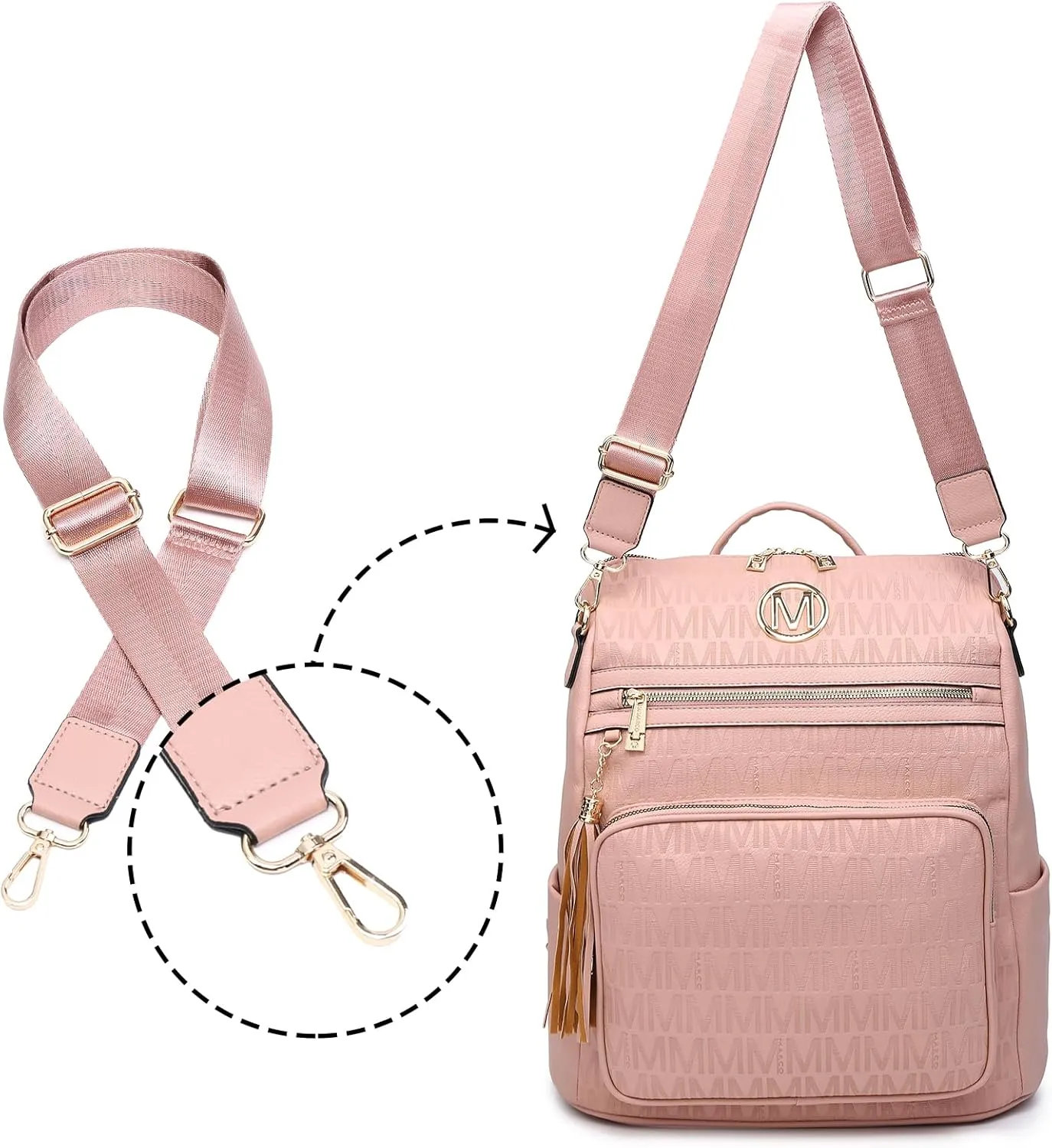 MKP COLLECTION Women Fashion Backpack Purse Convertible Large Rucksack Versatile Travel Shoulder Bags Handbag Set with Tassel