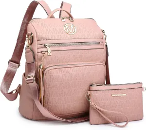 MKP COLLECTION Women Fashion Backpack Purse Convertible Large Rucksack Versatile Travel Shoulder Bags Handbag Set with Tassel