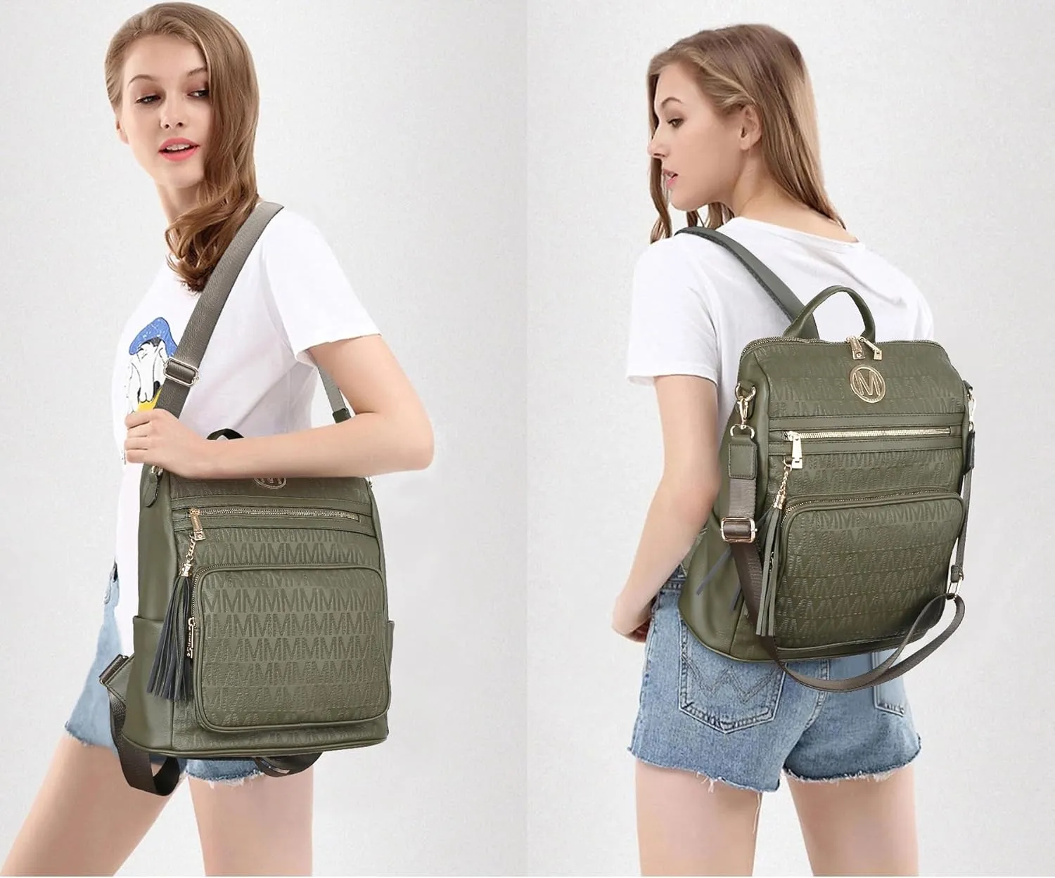 MKP COLLECTION Women Fashion Backpack Purse Convertible Large Rucksack Versatile Travel Shoulder Bags Handbag Set with Tassel