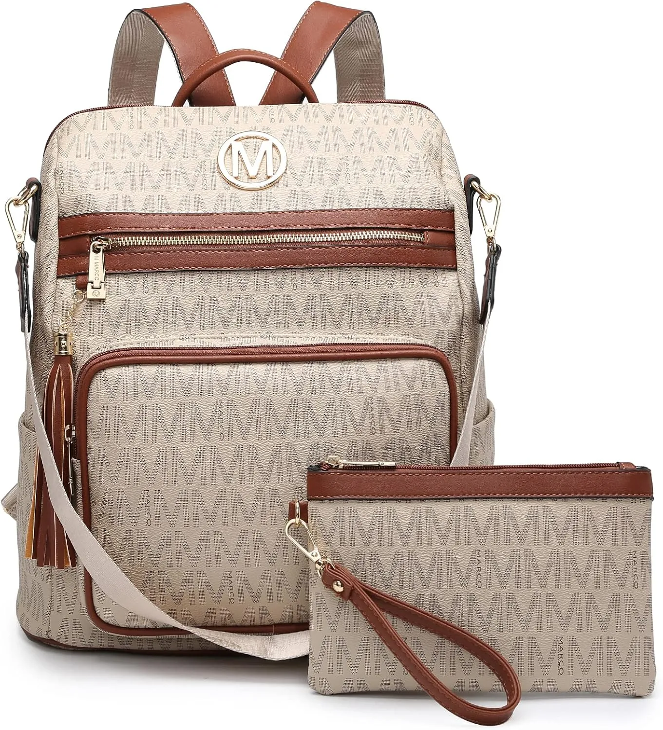 MKP COLLECTION Women Fashion Backpack Purse Convertible Large Rucksack Versatile Travel Shoulder Bags Handbag Set with Tassel