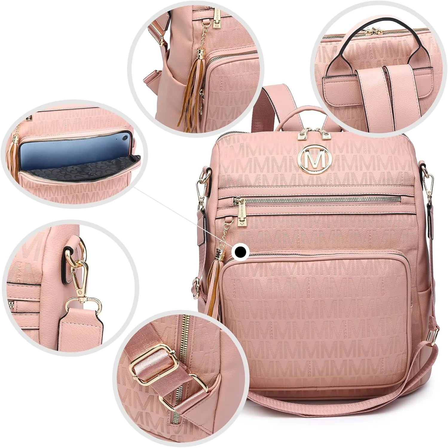 MKP COLLECTION Women Fashion Backpack Purse Convertible Large Rucksack Versatile Travel Shoulder Bags Handbag Set with Tassel