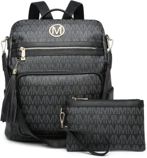MKP COLLECTION Women Fashion Backpack Purse Convertible Large Rucksack Versatile Travel Shoulder Bags Handbag Set with Tassel