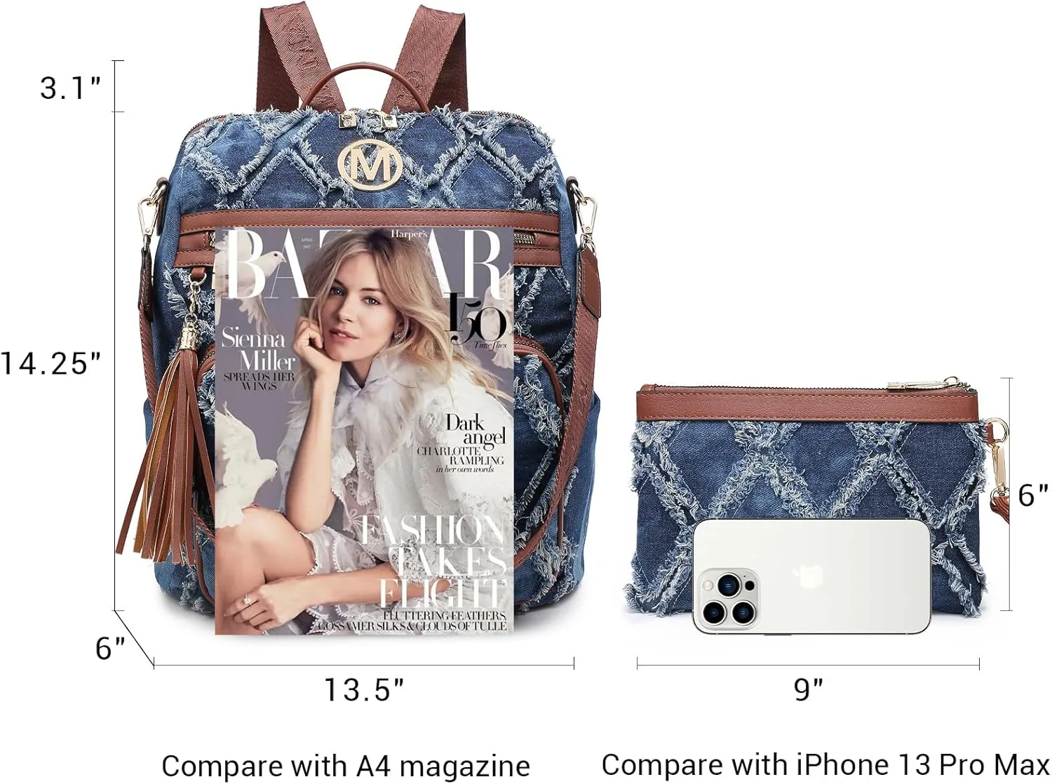 MKP COLLECTION Women Fashion Backpack Purse Convertible Large Rucksack Versatile Travel Shoulder Bags Handbag Set with Tassel