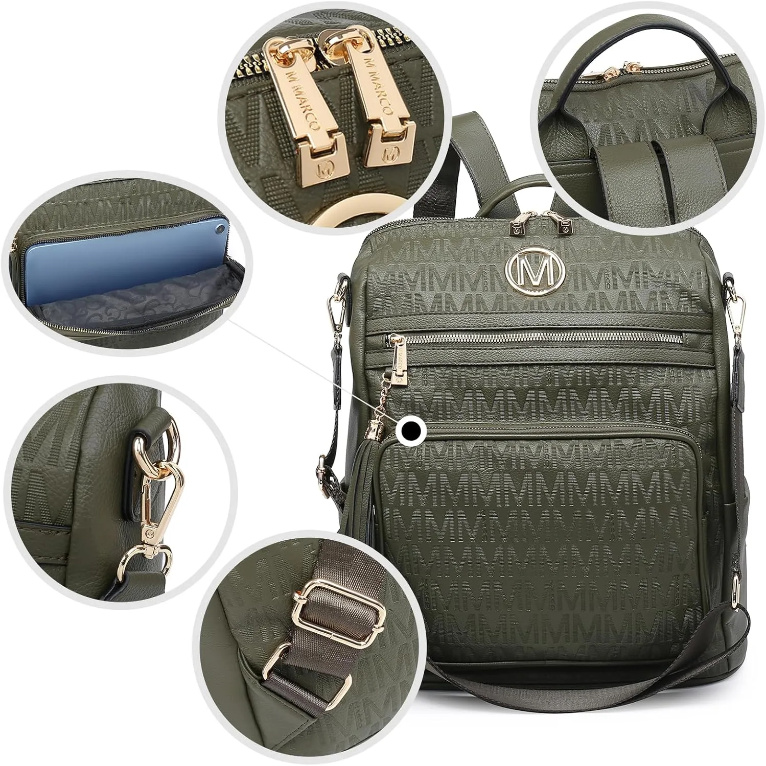 MKP COLLECTION Women Fashion Backpack Purse Convertible Large Rucksack Versatile Travel Shoulder Bags Handbag Set with Tassel