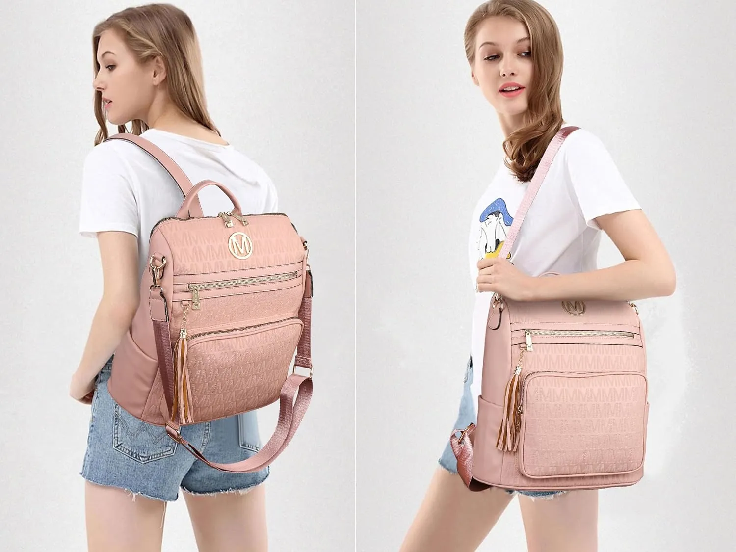 MKP COLLECTION Women Fashion Backpack Purse Convertible Large Rucksack Versatile Travel Shoulder Bags Handbag Set with Tassel