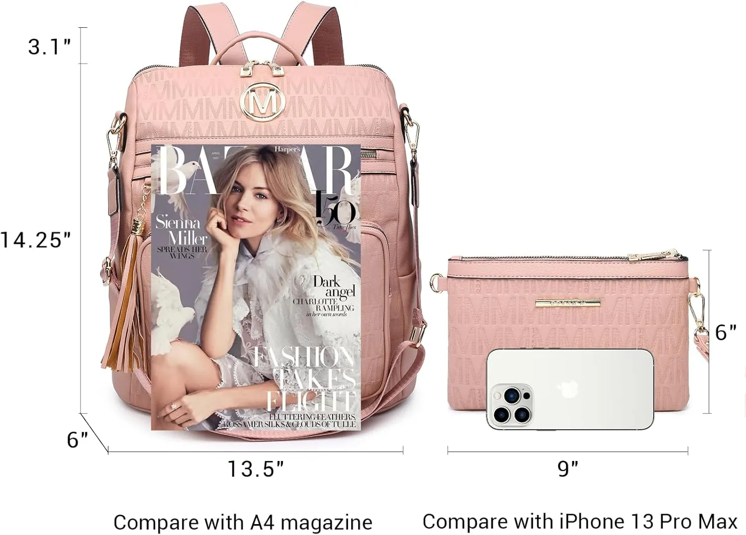 MKP COLLECTION Women Fashion Backpack Purse Convertible Large Rucksack Versatile Travel Shoulder Bags Handbag Set with Tassel