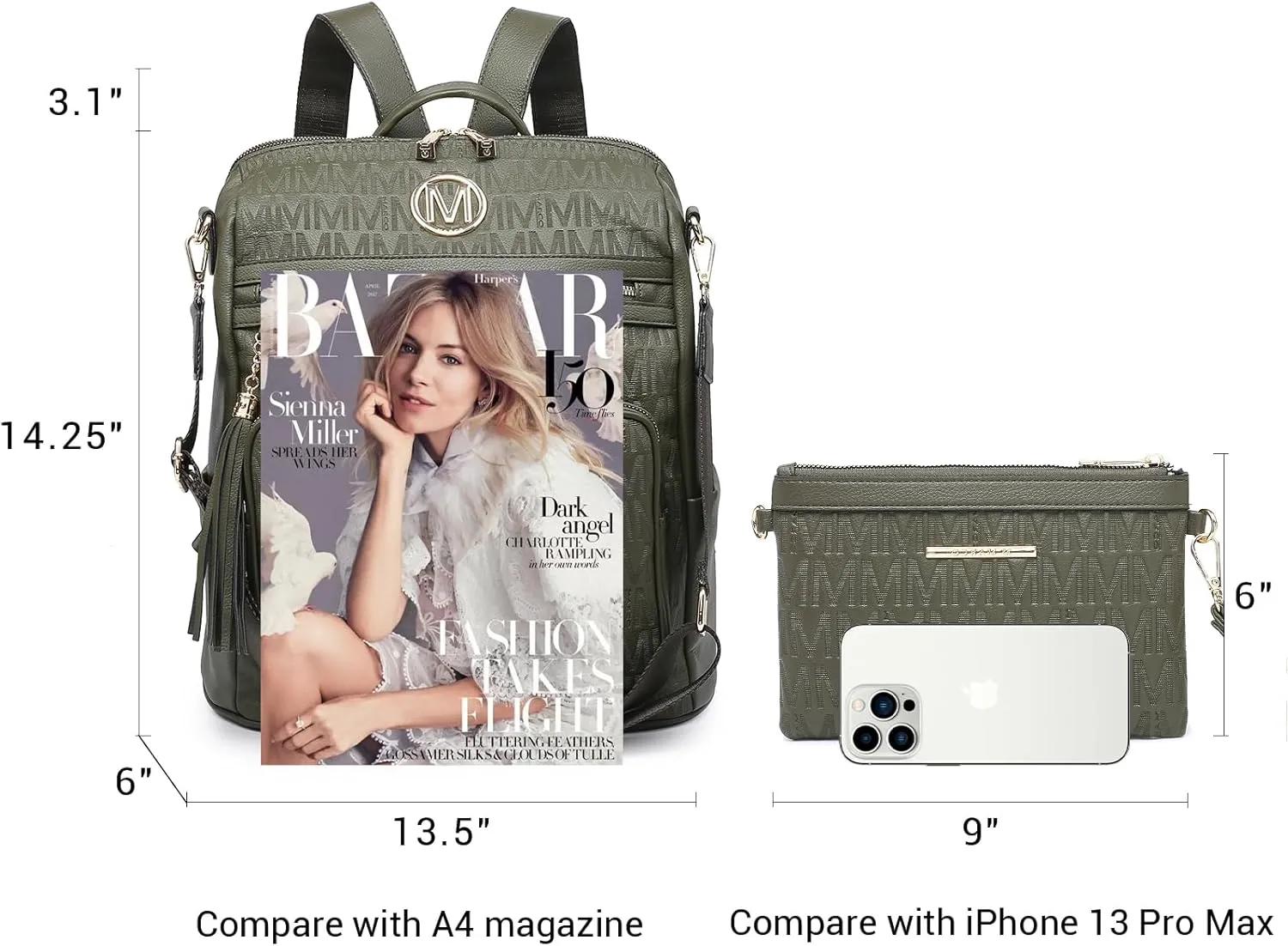 MKP COLLECTION Women Fashion Backpack Purse Convertible Large Rucksack Versatile Travel Shoulder Bags Handbag Set with Tassel