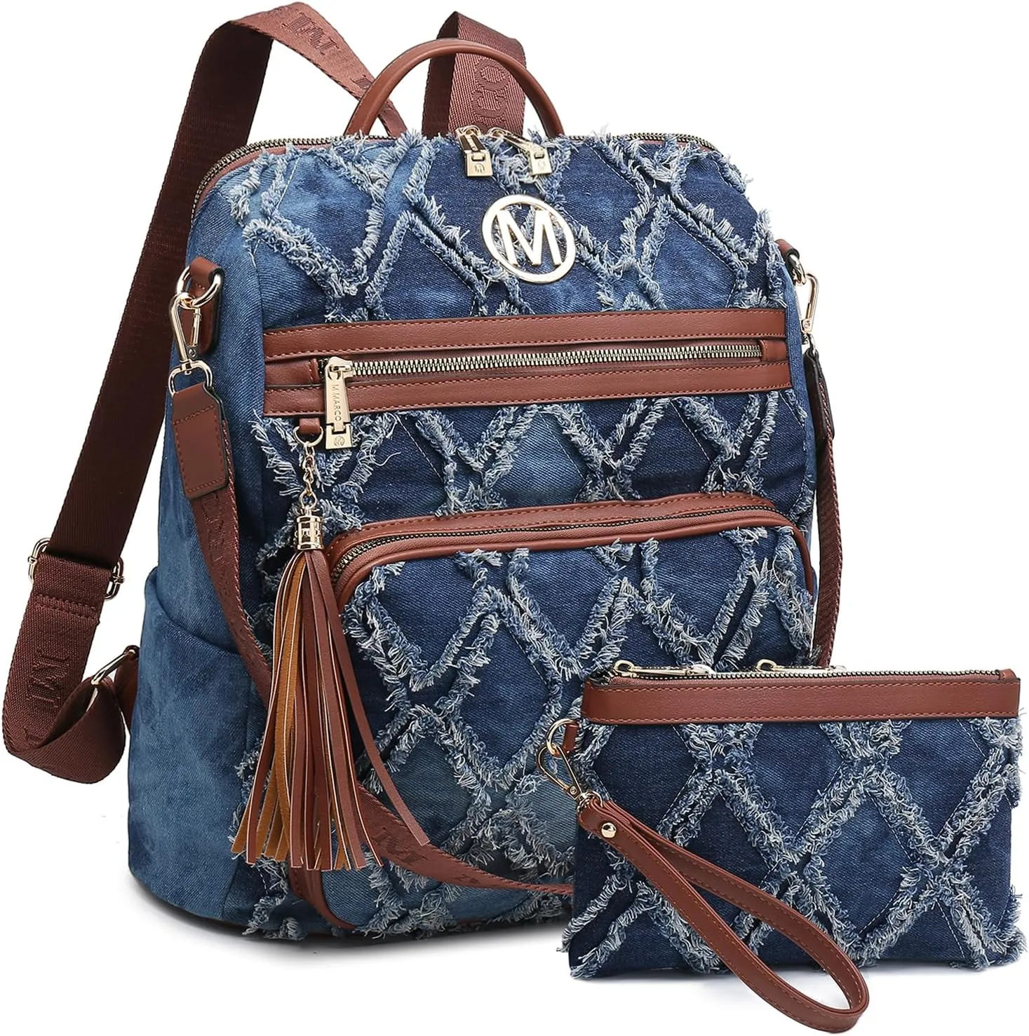 MKP COLLECTION Women Fashion Backpack Purse Convertible Large Rucksack Versatile Travel Shoulder Bags Handbag Set with Tassel