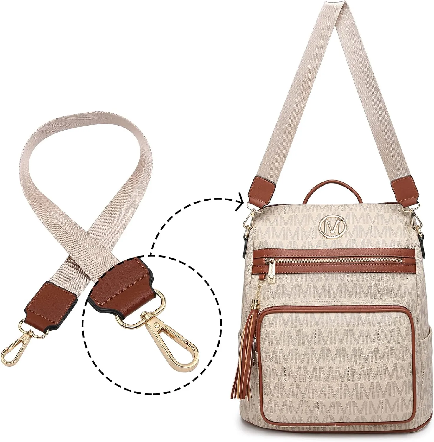 MKP COLLECTION Women Fashion Backpack Purse Convertible Large Rucksack Versatile Travel Shoulder Bags Handbag Set with Tassel