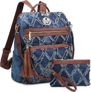 MKP COLLECTION Women Fashion Backpack Purse Convertible Large Rucksack Versatile Travel Shoulder Bags Handbag Set with Tassel