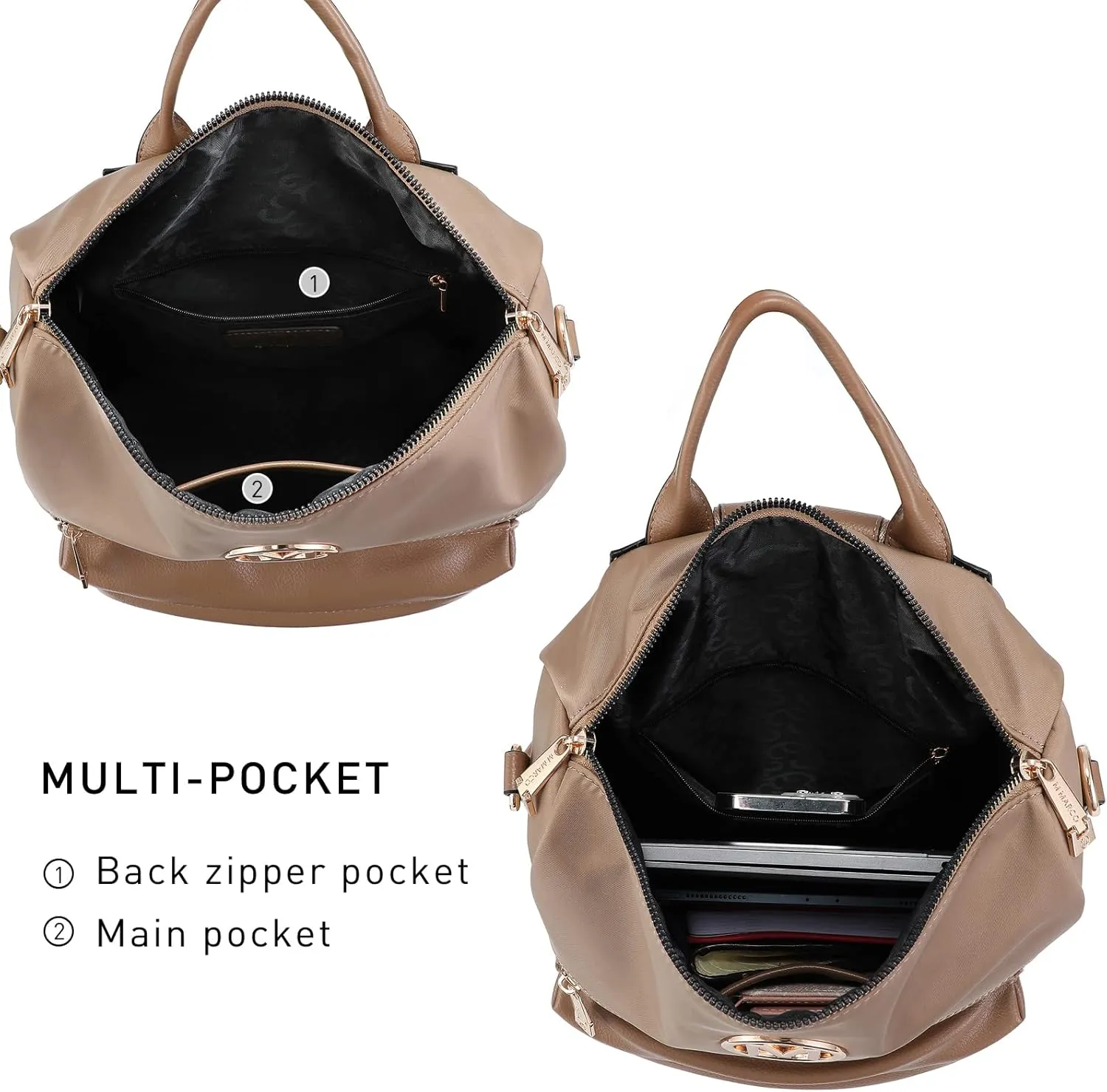 MKP COLLECTION Women Nylon Backpack Purse Convertible Large Ladies Designer Rucksack Travel Shoulder Bags Handbag 2PCS