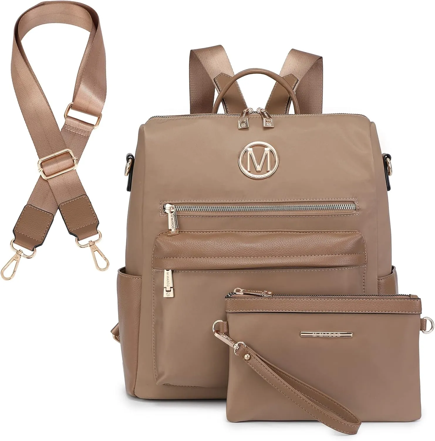 MKP COLLECTION Women Nylon Backpack Purse Convertible Large Ladies Designer Rucksack Travel Shoulder Bags Handbag 2PCS
