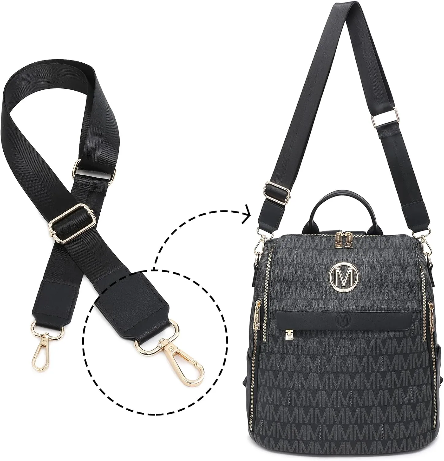 MKP Women Fashion Backpack Purse PU Leather Convertible Medium Ladies Rucksack Travel Shoulder Bags Handbag and Purse 2Pcs