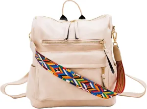 Modern Chic Backpack Purse for Women - Brielle Convertible Bag, Use as Diaper Bag, Shoulder Bag, or Womens Backpack, Made of Vegan Leather with Removable Strap and Exterior/Interior Pockets (Cream)