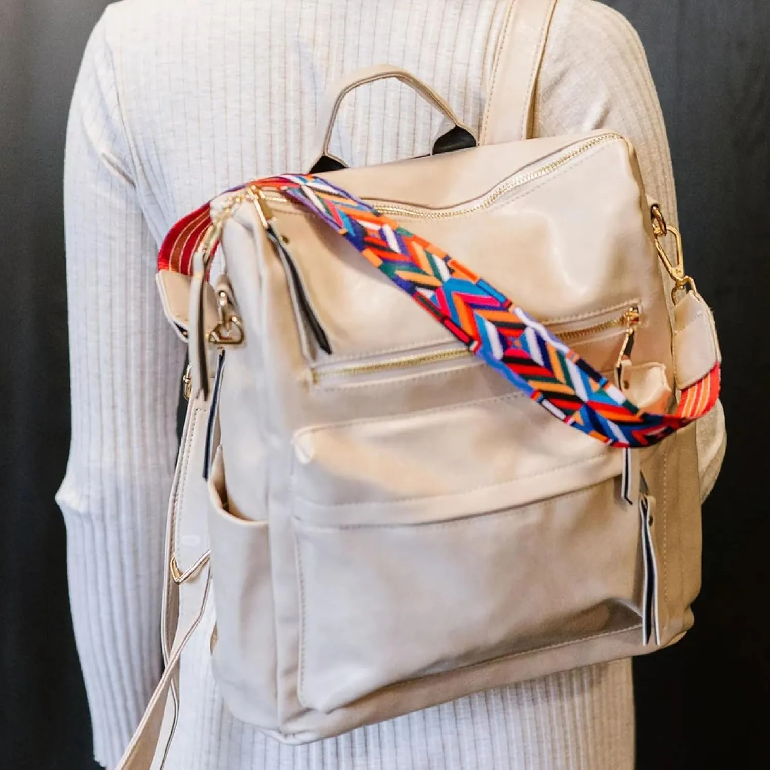 Modern Chic Backpack Purse for Women - Brielle Convertible Bag, Use as Diaper Bag, Shoulder Bag, or Womens Backpack, Made of Vegan Leather with Removable Strap and Exterior/Interior Pockets (Cream)