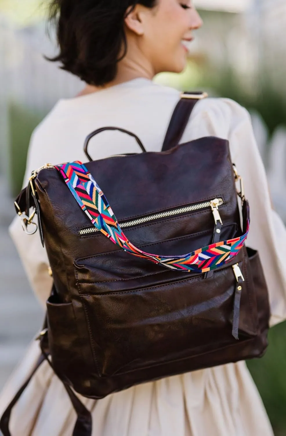 Modern Chic Backpack Purse for Women - Brielle Convertible Bag, Use as Diaper Bag, Shoulder Bag, or Womens Backpack, Made of Vegan Leather with Removable Strap and Exterior/Interior Pockets (Mocha)