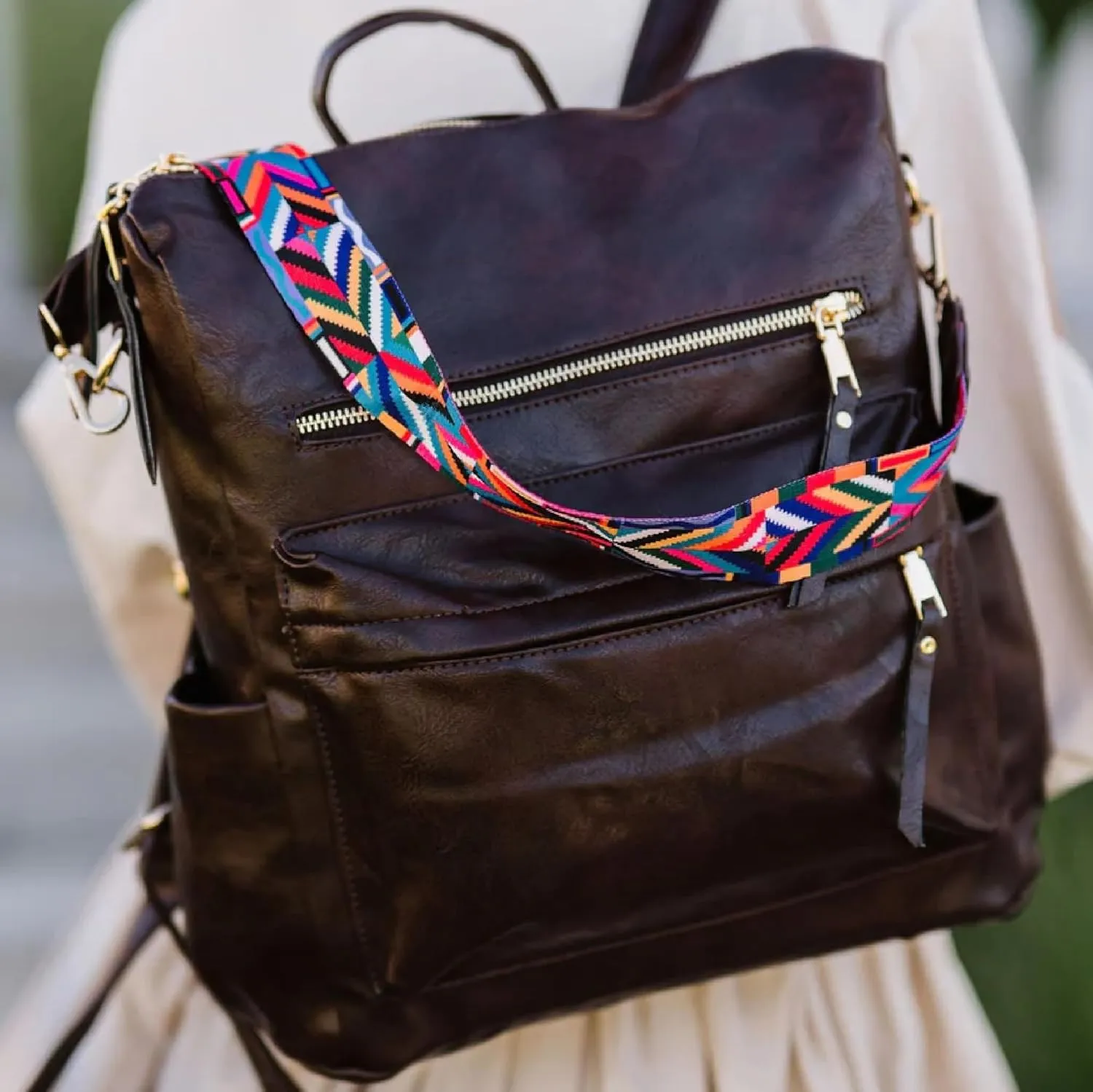 Modern Chic Backpack Purse for Women - Brielle Convertible Bag, Use as Diaper Bag, Shoulder Bag, or Womens Backpack, Made of Vegan Leather with Removable Strap and Exterior/Interior Pockets (Mocha)