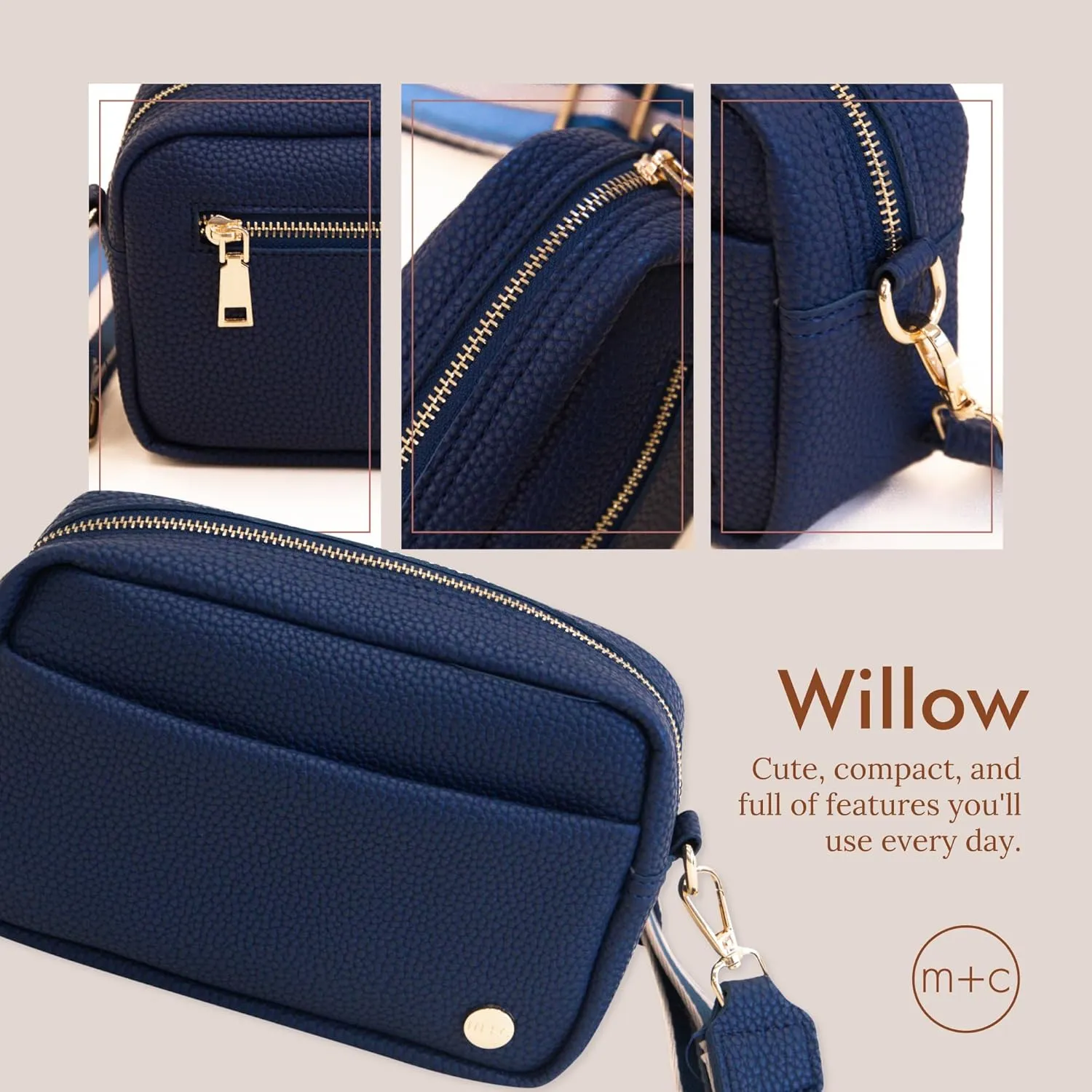Modern Chic Crossbody Bags for Women - Willow Convertible Crossbody Purse, Vegan Leather Shoulder or Belt Bag with Strap