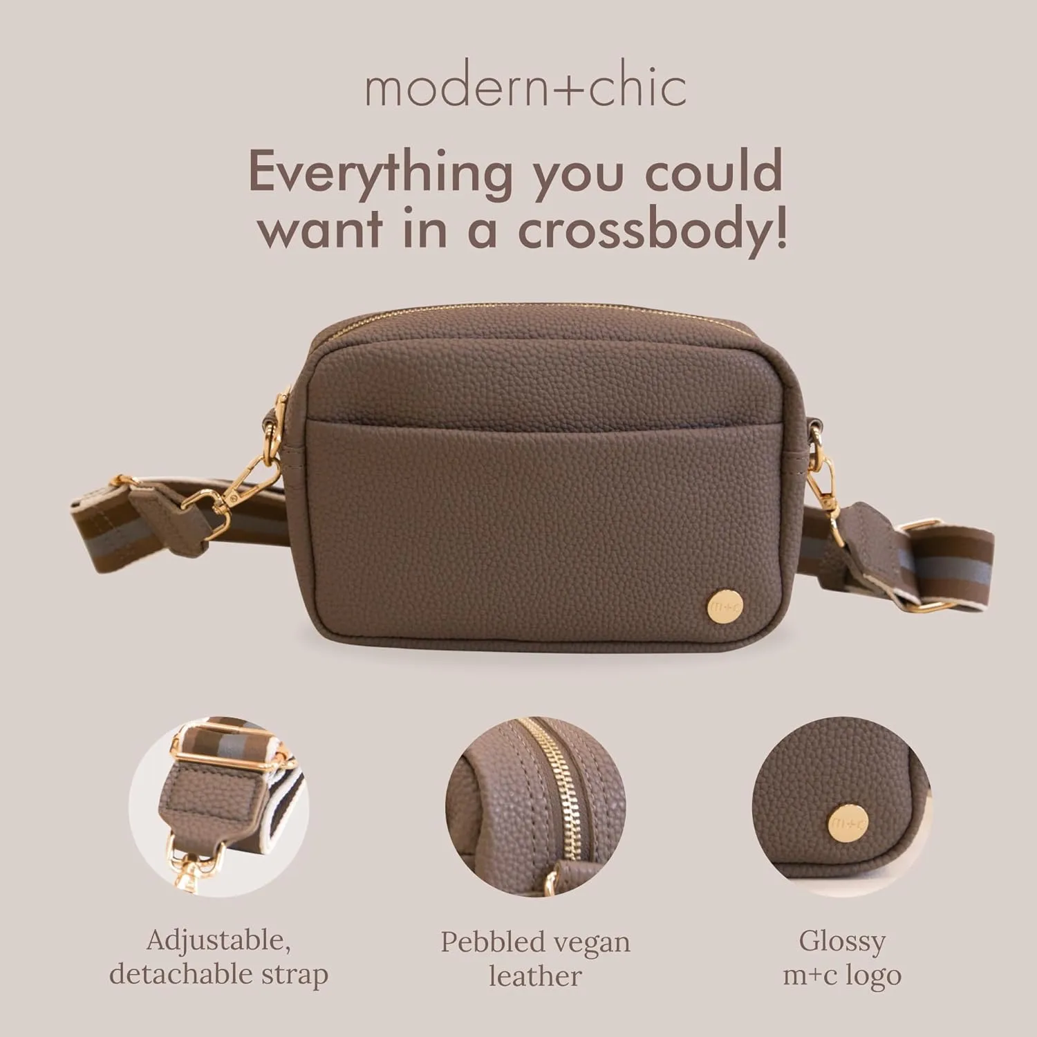 Modern Chic Crossbody Bags for Women - Willow Convertible Crossbody Purse, Vegan Leather Shoulder or Belt Bag with Strap