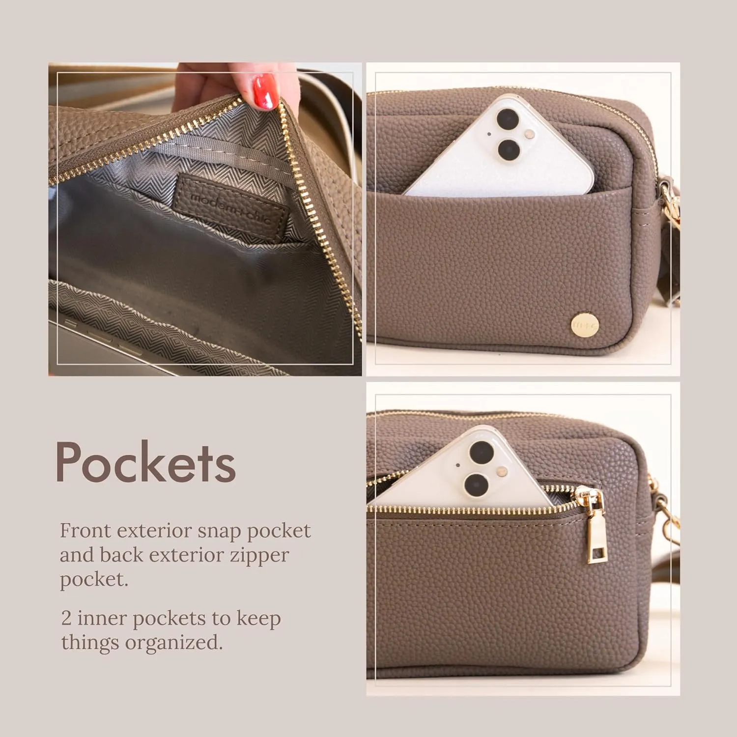Modern Chic Crossbody Bags for Women - Willow Convertible Crossbody Purse, Vegan Leather Shoulder or Belt Bag with Strap