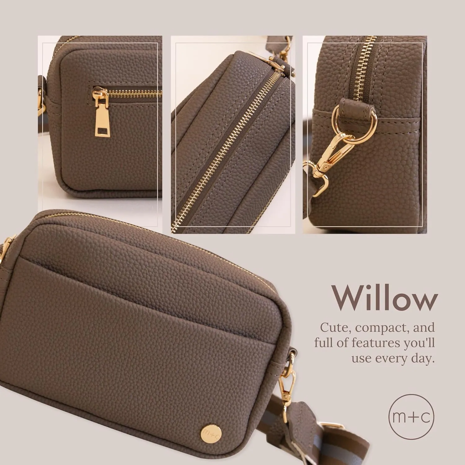 Modern Chic Crossbody Bags for Women - Willow Convertible Crossbody Purse, Vegan Leather Shoulder or Belt Bag with Strap
