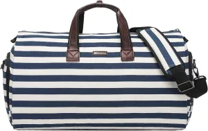 Modoker Carry on Garment Bags for Travel, Convertible Garment Duffel Bag with Shoulder Strap for Men Women- 2 in 1 Hanging Suitcase Suit Travel Bags Blue White Striped