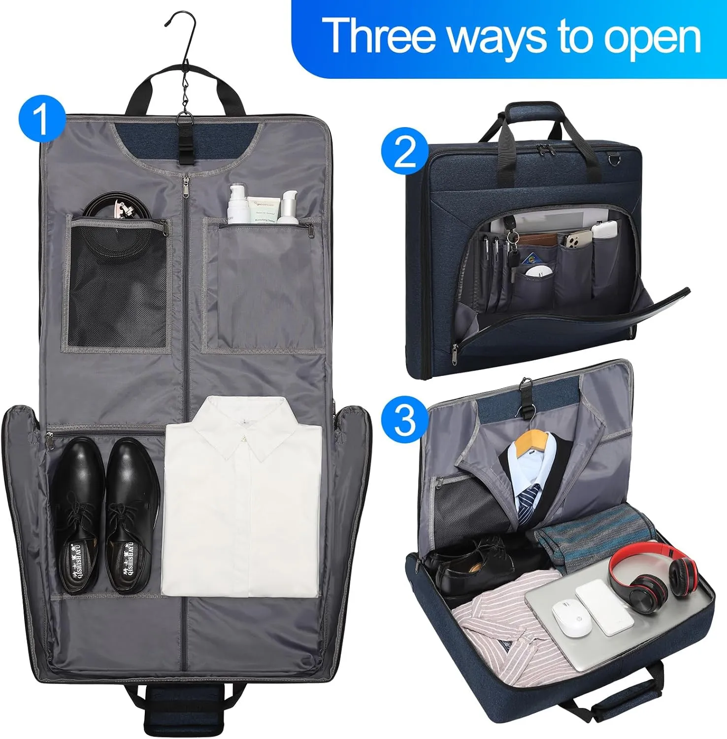 Modoker Suit Luggage Garment Bag with Shoulder Strap, Suit Carry on Bag Hanging Suitcase Garment Bags for Men Women Business Travel