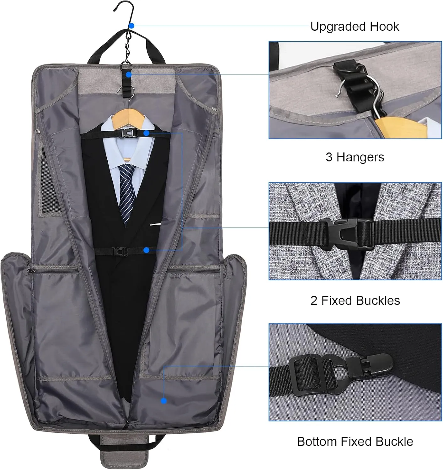 Modoker Suit Luggage Garment Bag with Shoulder Strap, Suit Carry on Bag Hanging Suitcase Garment Bags for Men Women Business Travel